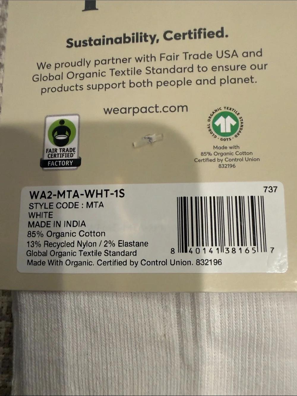 Pact Men's Organic Blend-3-Pack Socks - White Ankle & Green with Rust Stripes